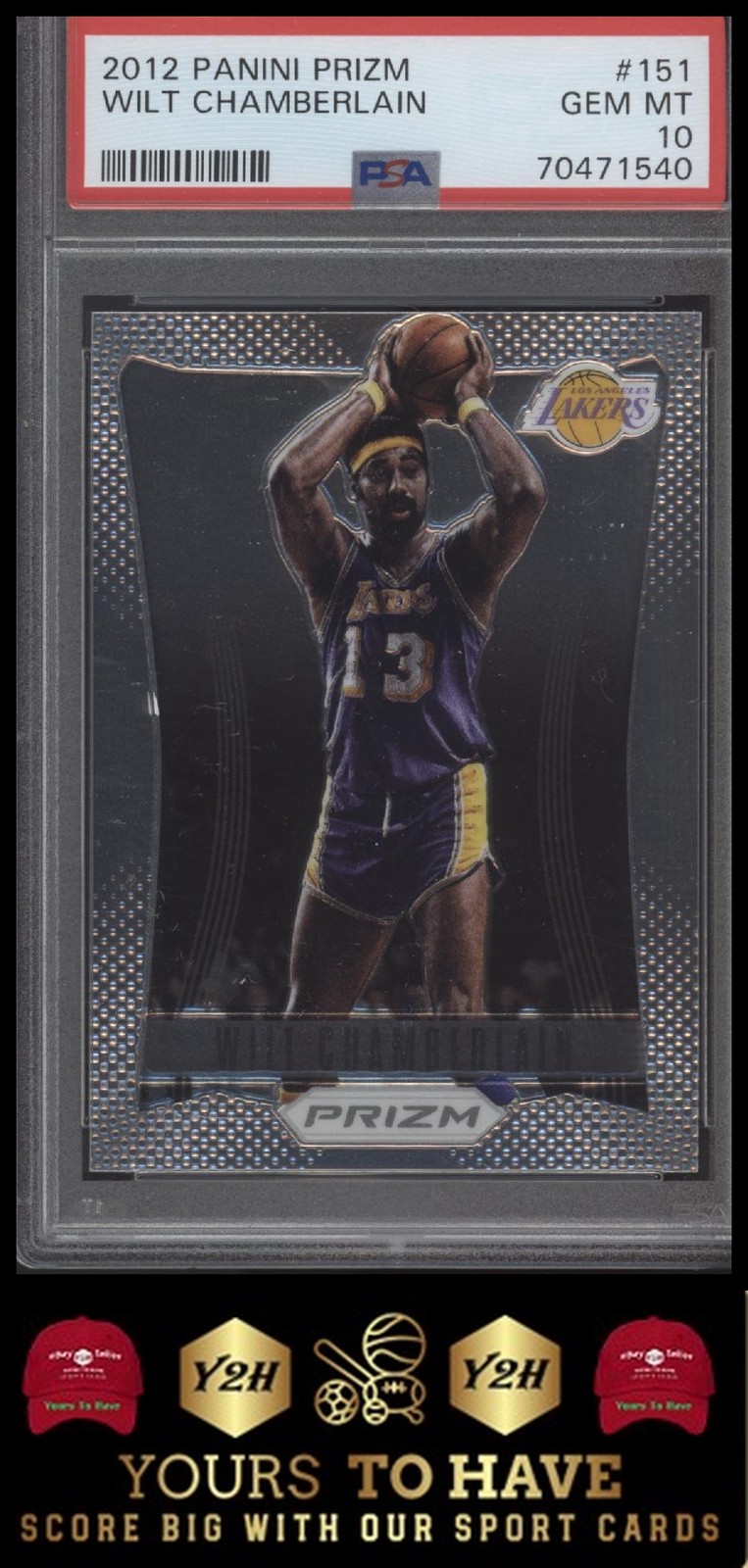 Wilt Chamberlain 2012-13 Panini Prizm #151 PSA 10 LOW POP. Panini 1st PRIZM YR