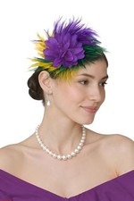 Feather Fascinator Headband for Women Flower Tea Party Headpiece  Mardi Gras