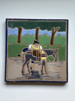 Antique Original Mensaque Rodriguez Sevilla Spain Ceramic Tile 5.5  Square #299