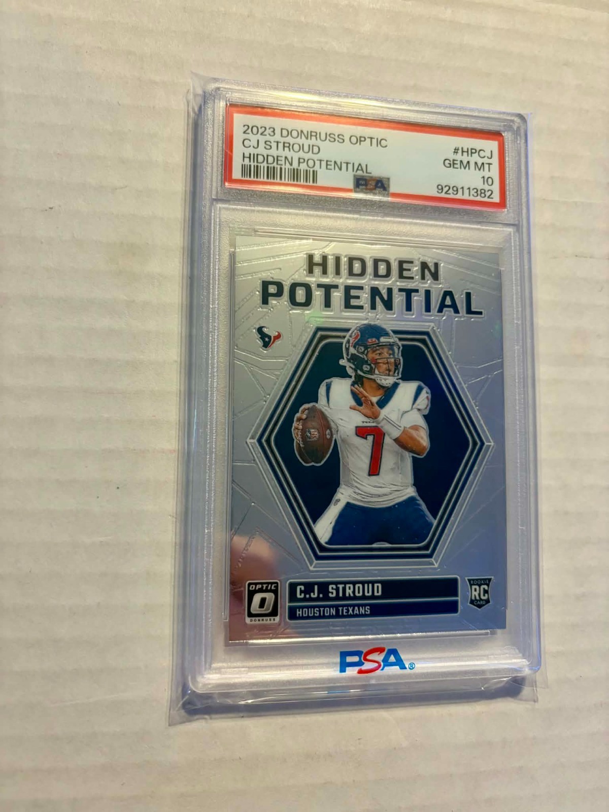 2023 Donruss Optic CJ Stroud Hidden Potential Rookie PSA 10 GEM MINT Texans