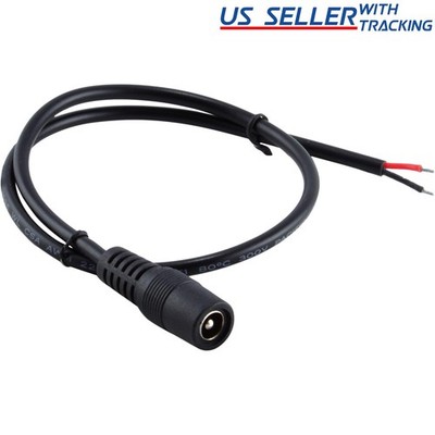 (5-pack) DC Power Jack Adapter Plug Female Pigtails 5.5mm x 2.1mm 30cm/12in