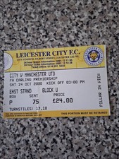 MATCH TICKET PREMIER LEAGUE LEICESTER CITY V MAN UTD 14th oct 2000