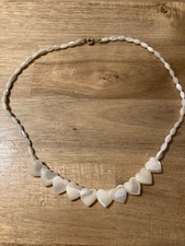 Collier Kette Perlmutt Perlen Herz Vintage top