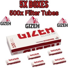 5x Gizeh Filter Tubes Silver Tip Paper (500x) Smoking Cigarette Free Delivery UK