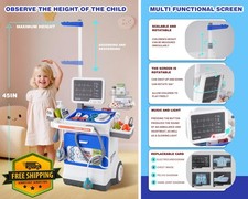 Toddler Doctor Kit Blue Pretend Play Medical Cart Toy Set