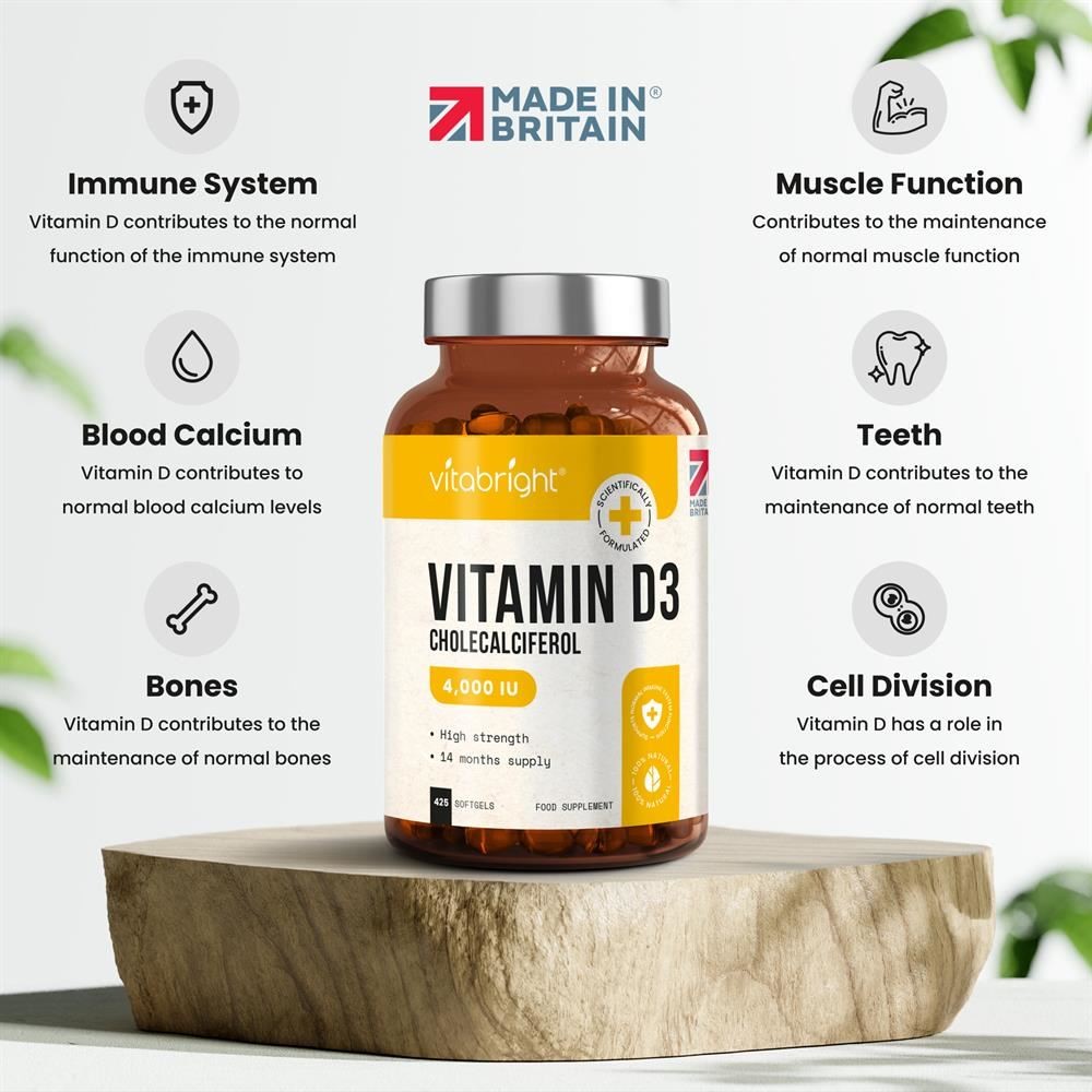 Vitabright Vitamin D3 4000iu 425 Sotgels - 4 Pack - Image 8