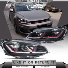 Vland Full Led Projector Headlights For 2013-18 Vw Volkswagen Golf 7 Front Lamps