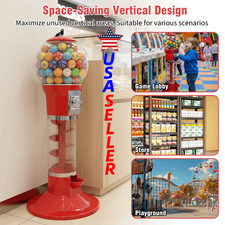 20"H GUM BALL Machine Vending Coin Bank Vintage Candy Dispenser PC Red