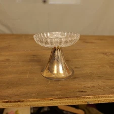 Vintage Silverplate Glass Salt Cellar Pedestal Salt Dip Condiment Dish Small