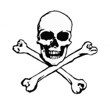 SKULL WITH CROSSED BONES STICKER LAPTOP STICKER TOOLBOX STICKER HELMET STICKER