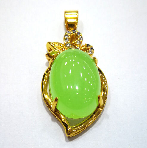 Collar colgante de circonia cúbica ovalado de jade verde púrpura enchapado en oro para mujer - Imagen 11 de 14