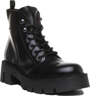 womens black biker boots uk
