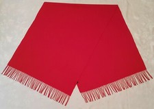 VINTAGE AUTHENTIC EXCLUSIVE SOLID RED WOOL LONG MENS FRINGE SCARF