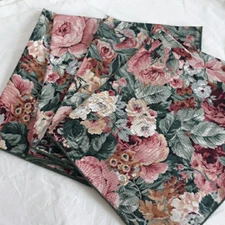 Set 4 Now Designs Rose Floral Cloth Napkins Embroidered Edge 20" Square Cottage