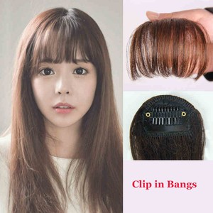 Clip In Bangs Fringe Fake Hair Extension Brown Black Straight