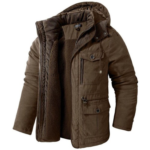 Giubbotto uomo spesso imbottito con cappuccio outdoor casual caldo invernale parka pile cappotto - Foto 17 di 17