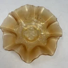 Vintage Marigold Carnival Glass Floral Ruffle Edge 7.25" in Bowl