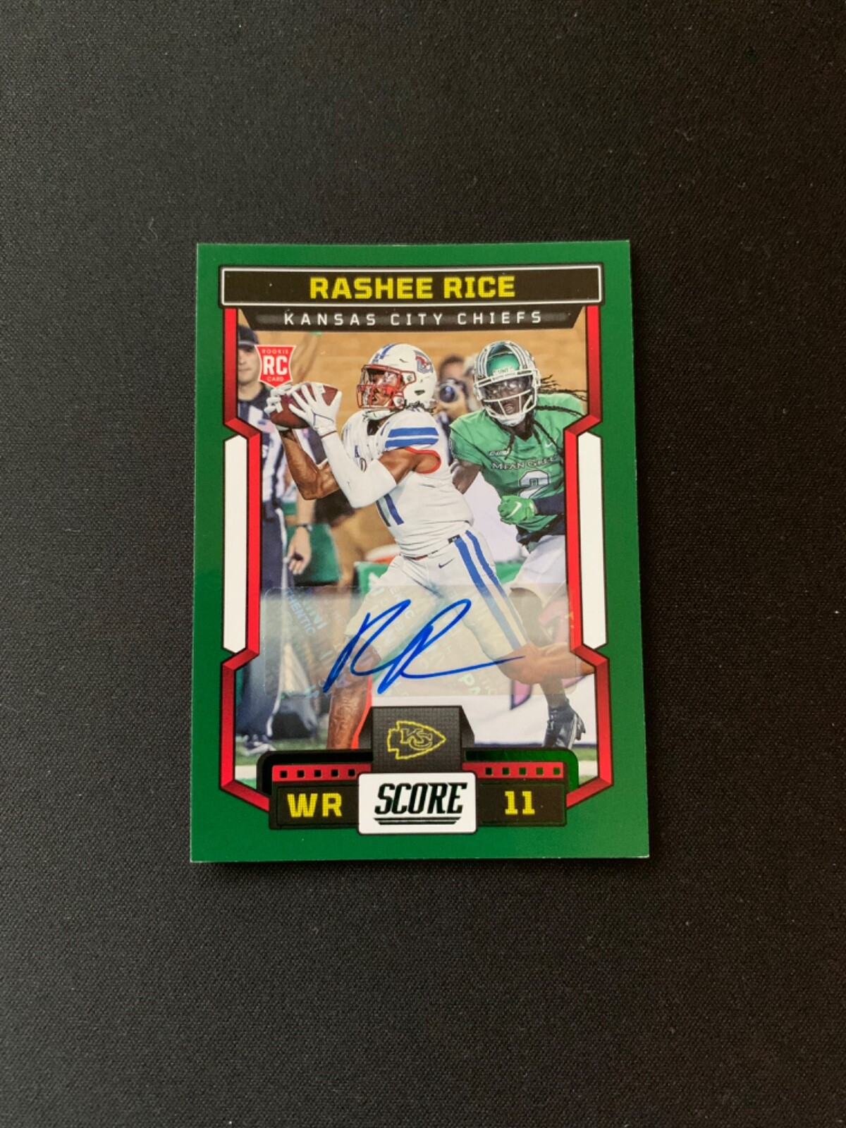 2023 Score Rashee Rice Green Parallel RC ROOKIE #352 Auto Chiefs