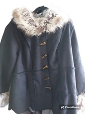 Reduced Centigrade Black Faux Suede & Fur Coat/jacket Bnwt