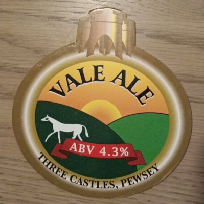 THREE CASTLES BREWERY - VALE ALE - Real Ale Pump Clip Front, Home Bar, Man Cave