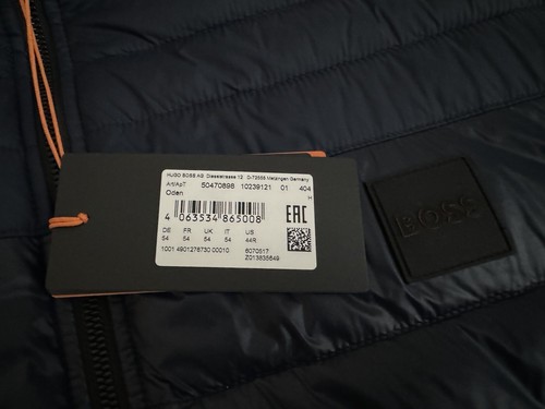 Hugo Boss Orange Oden Quilted Puffer Jacket Coat Dark Navy Blue Men 44R XL - Picture 10 of 13