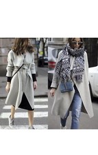 Bnwot Zara Light Grey Handmade Wool Blend Wraparound Collar Coat W Belt Size S