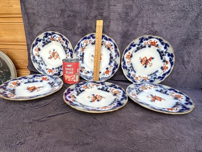 6 antike (guter Zustand) 1830er Minton BB neue Stein Imari Muster Beilagenteller