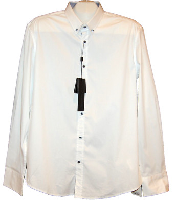 Antony Morato Men's White Blue Trim Dress Casual Cotton Shirt Size 3XL