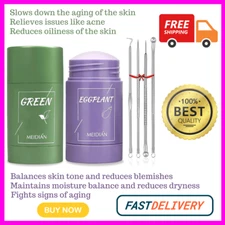 2 PCS Purifying Clay Mask, Blackhead Remover with Green Tea and Eggplant Extract