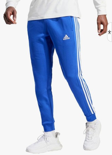 adidas Men's Essentials Fleece Tapered Cuff 3-Stripes Pants Size 4XLT Blue New  - Picture 1 of 4