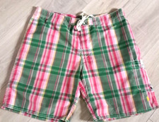Polo Ralph Lauren Mens 34 Patchwork Madras Plaid 8.5" Inseam Unlined Swim Trunks