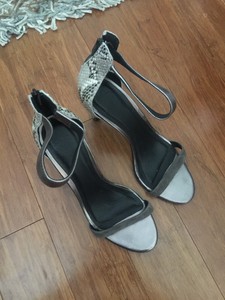 thin silver heels