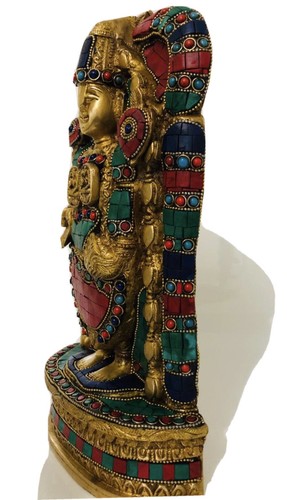 Tirupati Balaji /Venkateswara /Govinda /Srinivasa Messing Idol Stein Intarsien - Bild 2 von 3