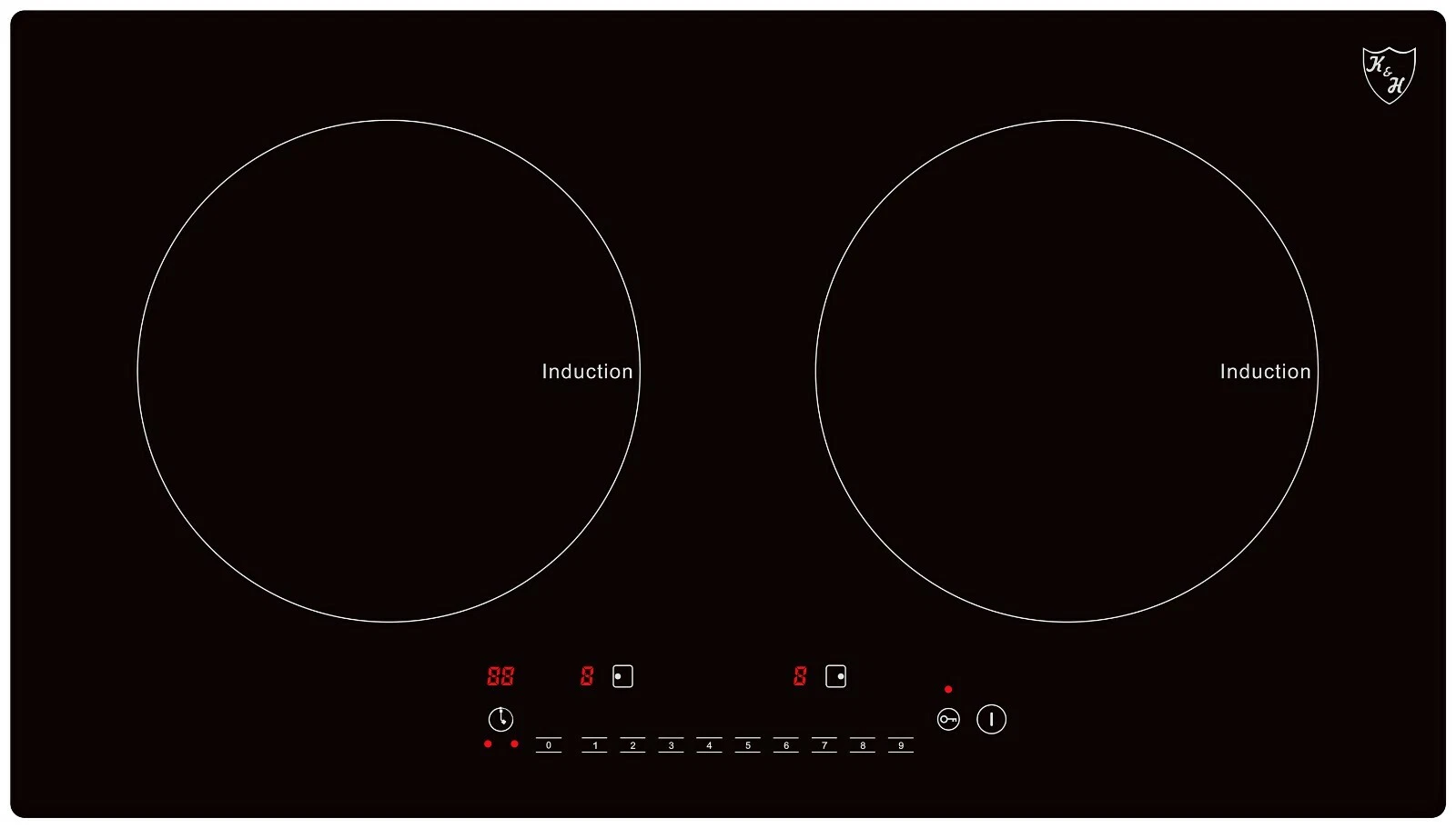 K&H Double Burner 24" Induction Ceramic Cooktop 120V 1800W INDH-1802-120Hx