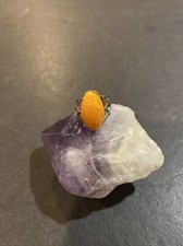 Antique Sterling Silver 875 Yellow Butterscotch Egg Yolk Amber Ring Size: 7.25