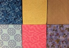 Set Of 6 Assorted Fat Quarters Blue YellowGreen Teal Pink Tan 100 Quilt Fabric