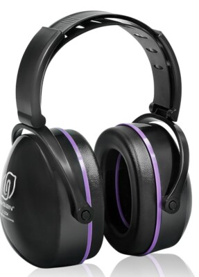 Lysian Noise Reduction Earmuffs Compact Folding Black And Purple
