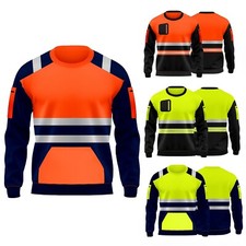 Hi Vis Viz High Visibility Jacket Reflective Work Wear Fleece SweatShirt S-2XL