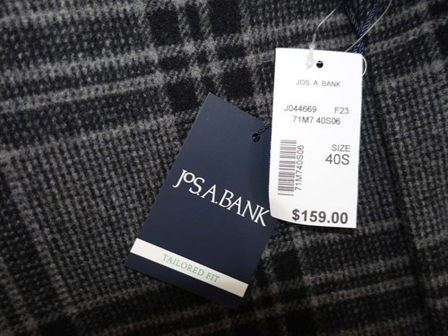 Jos. A. Bank Men's Tailored Fit Plaid Top Coat 40 Short NWT Charcoal Gray Wool S - Picture 10 of 10