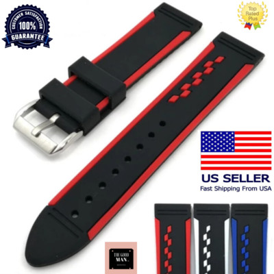 NEW 20-24mm Speed-Moda USA High Quality Color Textured Soft Silicone Watch Band