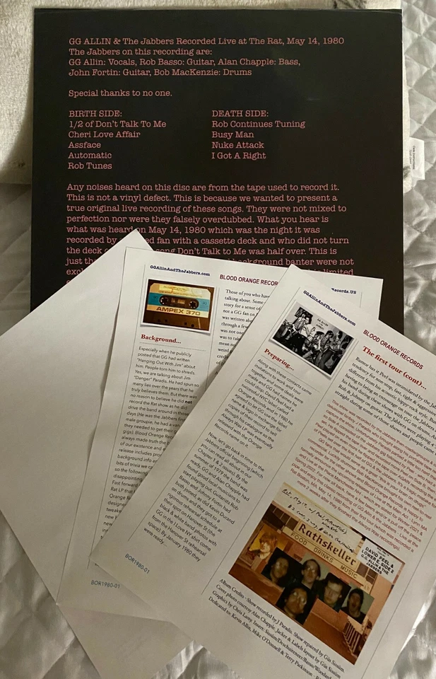 GG Allin & The Jabbers Live at the Rat 1980 OFFICIAL Band Release + Extras! Foto 3 de 4