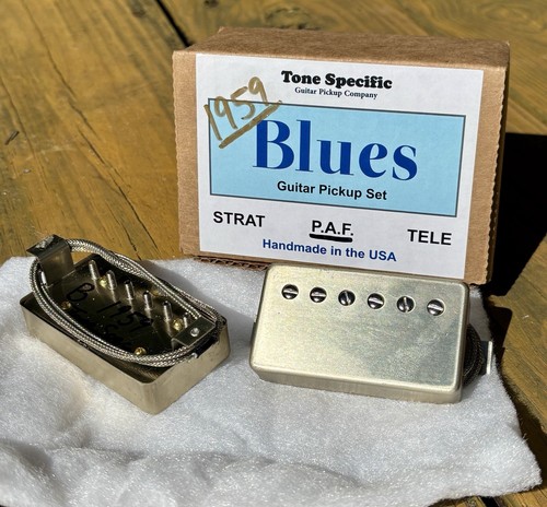 Tone Specific 1959 Blues PAF Humbucker Set Doppia Crema con Copertine Nichel - Foto 4 di 6