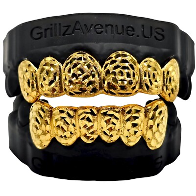 Custom Grillz Roses Cuts/Diamond Dust 10k Yellow GOLD