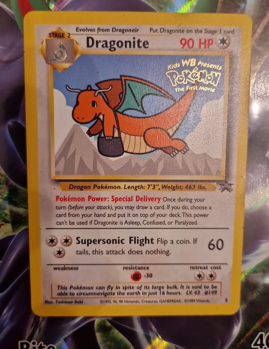 Pokemon 1999 Black Star Movie Promo No.5 Dragonite. Stamped