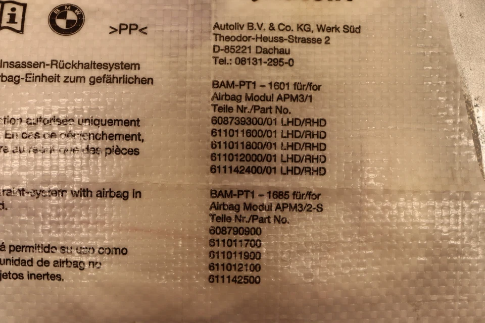 2009 - 2015 宝马 750LI DASH DASHBOARD 右乘客气囊 SR 原始设备制造商 — 第 2/4 张图片