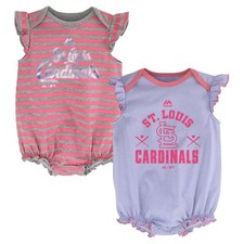 St. Louis Cardinals 2pc Creeper Set "Pink Sparkle" Girls Infant Baby Bodysuit
