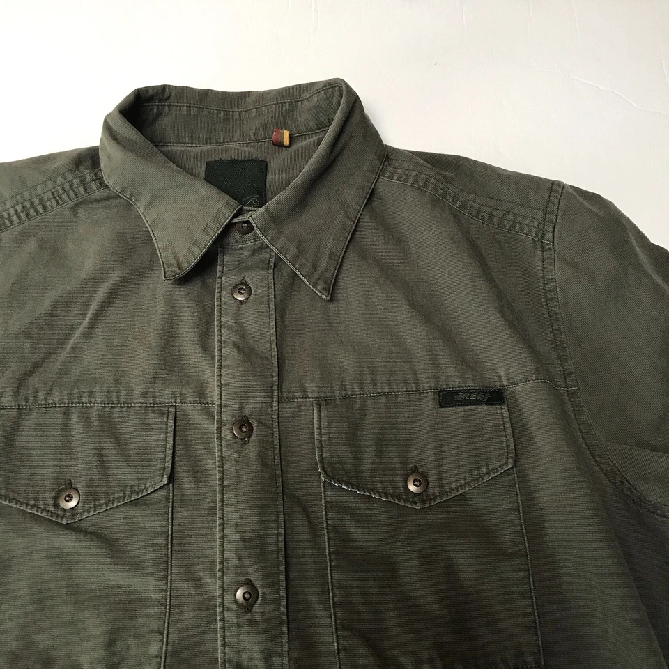 Reef Shirt Mens Small Surfer Skater Utility Grunge Button Workwear Green Preppy - Image 2 of 4