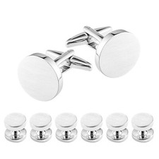 Cufflinks for Men and Tuxedo Shirt Studs Set with Gift Box Stainless Steel Cu...