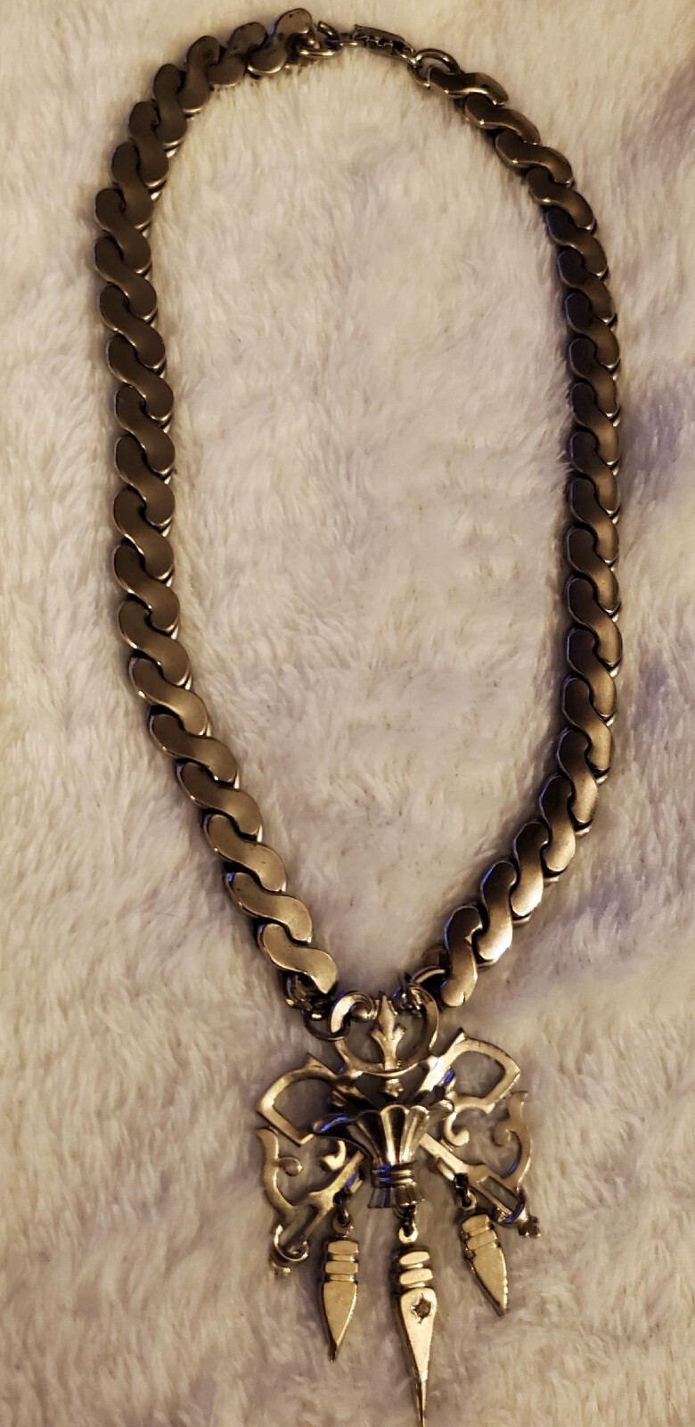 Vintage SilverTone Chunky Statement Necklace - image 6