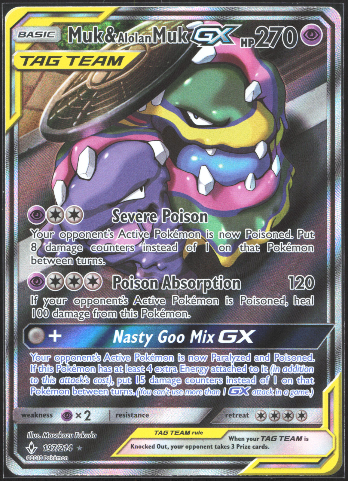 Pokemon Muk  & Alolan Muk GX 197/214 SM Unbroken Bonds Full Art Holofoil NM!!